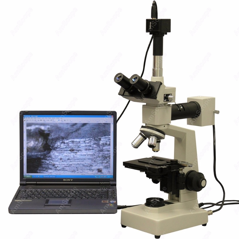 Microscope Compound 40X - Mikroskop metalograficzny trójokularowy AmScope 40X-1600X z