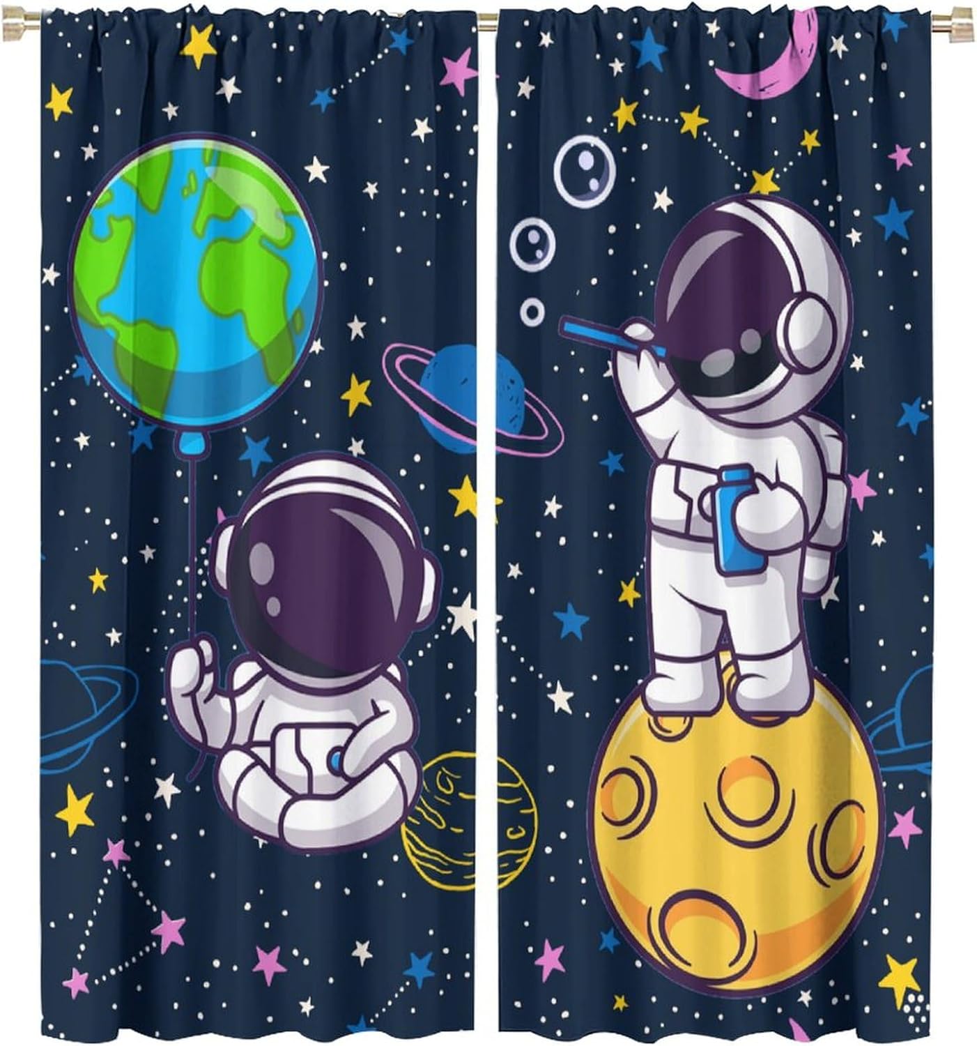 Science Nursery - Zasłona z motywem kosmosu, astronauty, galaktyki,