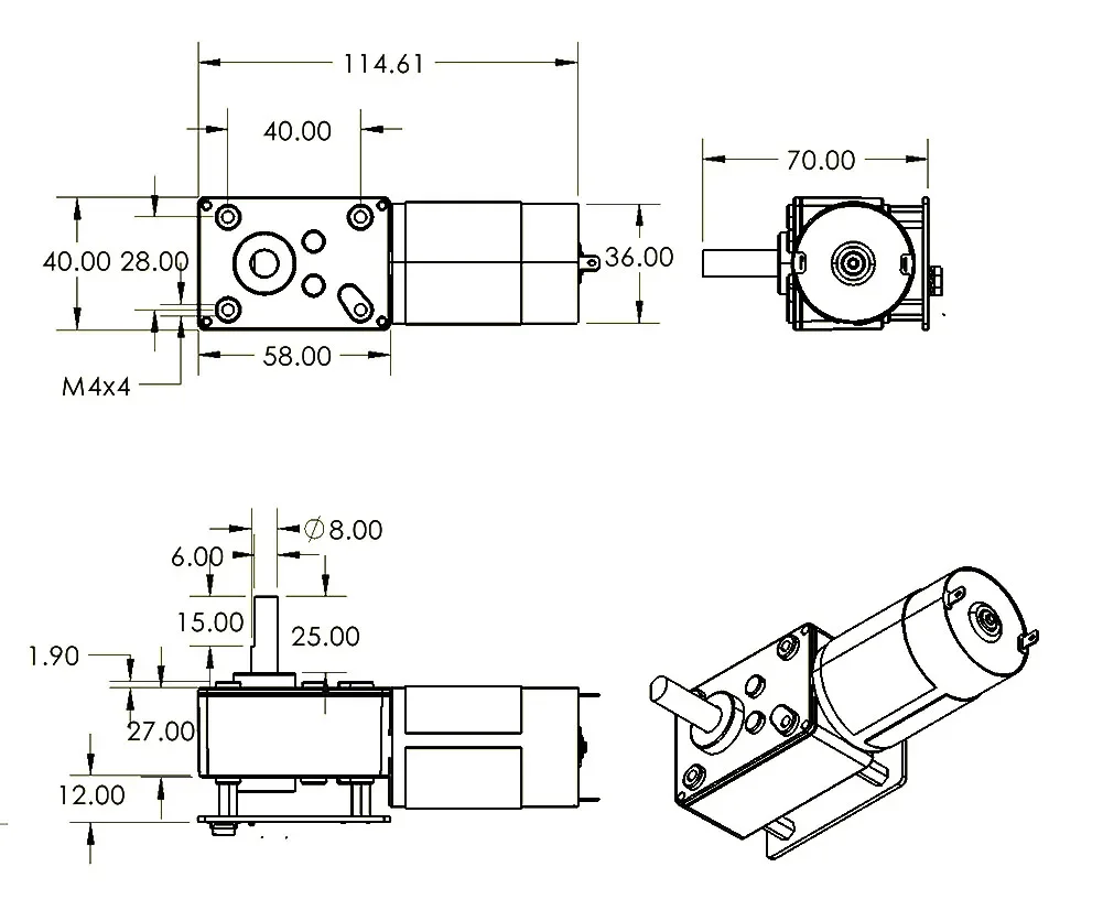 Robot Arm Motor - Serwomotor z przekładnią ślimakową ASMC-LQ ASME-SQ