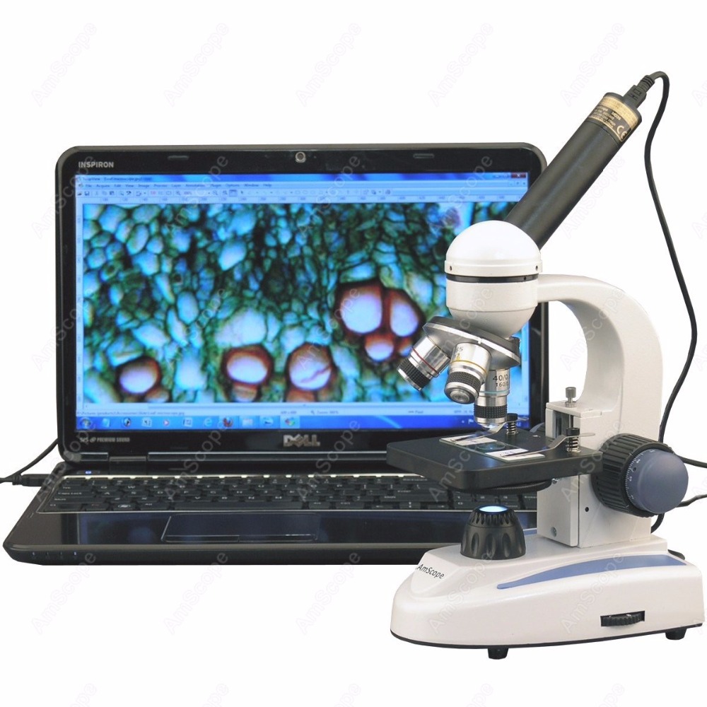 Amscope Microscope Compound 40X-1000X - Mikroskop monokularowy bezprzewodowy AmScope 40X-1000X +