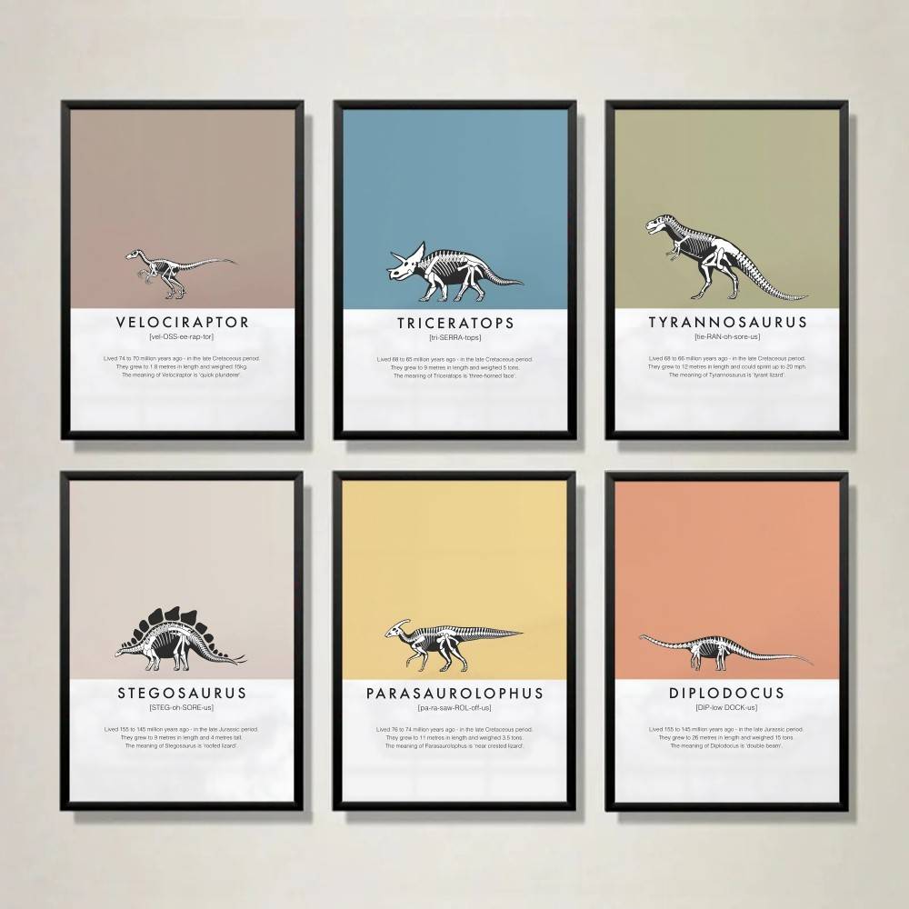 Science Nursery - Plakat Szkielet Dinozaura Skamieniałości Dinozaurów Sztuka
