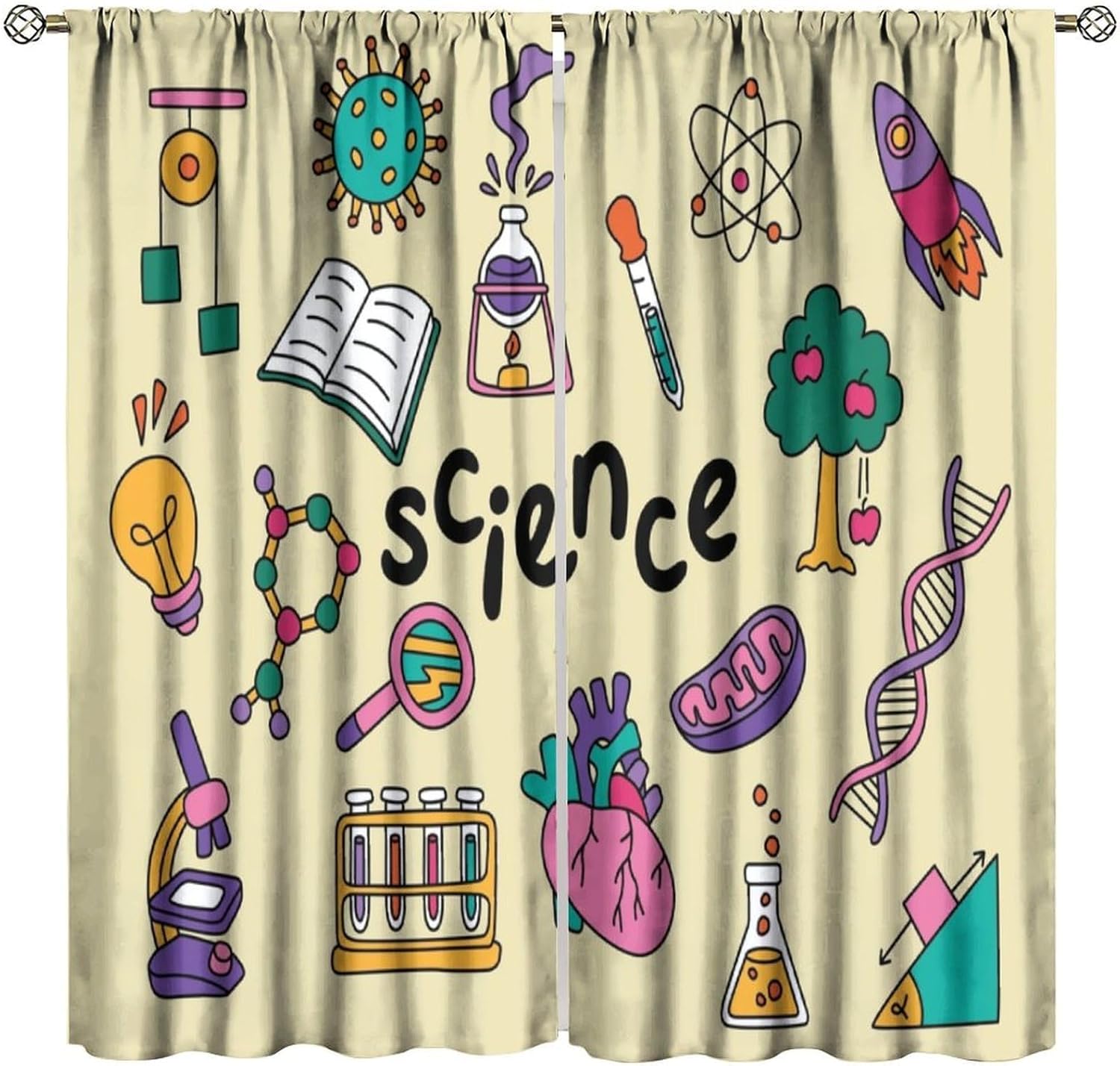Zasłony z motywem naukowym 2 s – Science Nursery recenzja i cena
