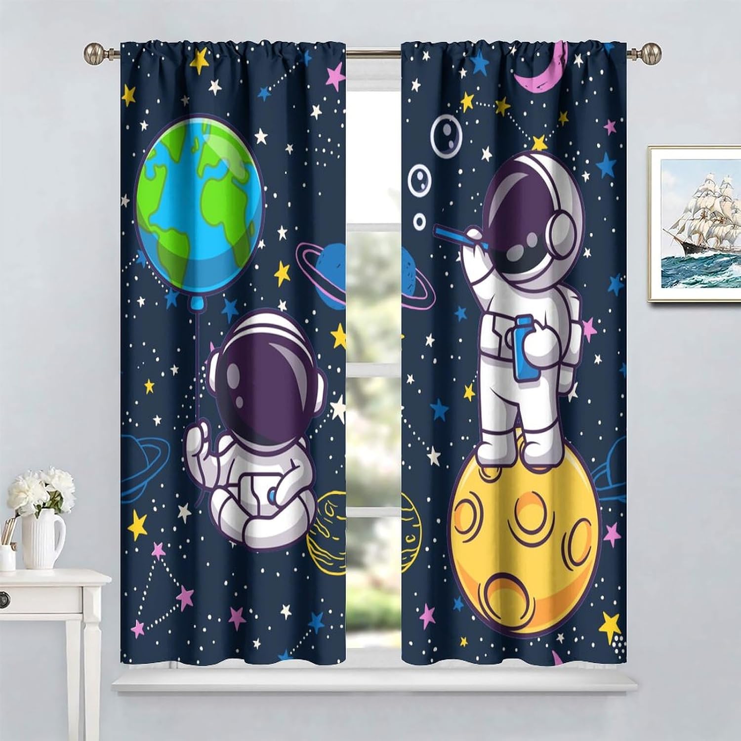 Zasłona z motywem kosmosu, ast – Science Nursery recenzja i cena